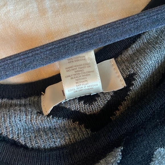 Loft sweater dress short sleeve print cotton viscose blend knit m - Picture 6 of 7